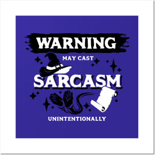 May Cast Sarcasm Unintentionally Light Black Warning Label Posters and Art